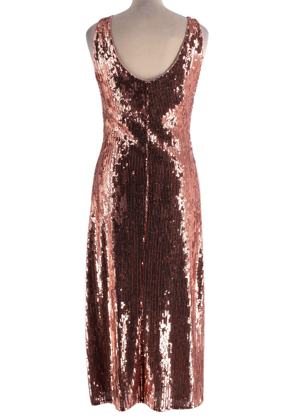 Galvan Rose Gold Mirror Sequin Valletta Dress