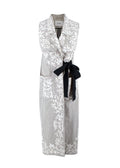 Erdem Floral Embroidered Striped Longline Wrap Jacket