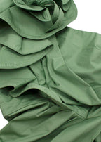Persian Opulence Green Cotton Ruffled Dress