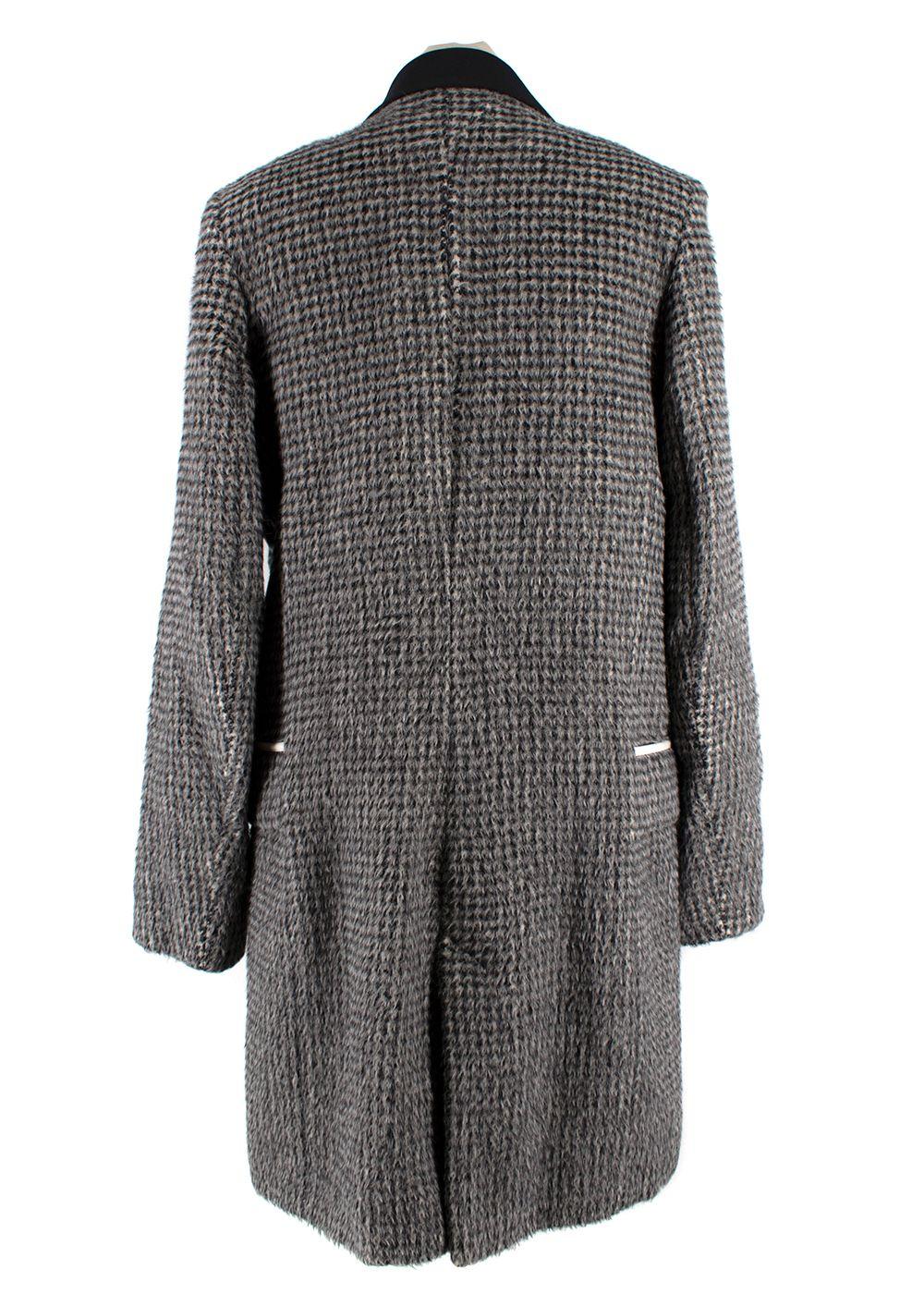 Paco Rabanne Grey Alpaca Blend Houndstooth Coat