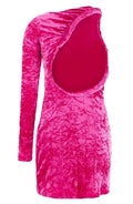 One-shoulder open-back crushed-velvet mini dress