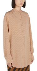 Gucci Beige Horsebit Embroidered Silk Blouse