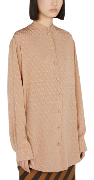 Gucci Beige Horsebit Embroidered Silk Blouse