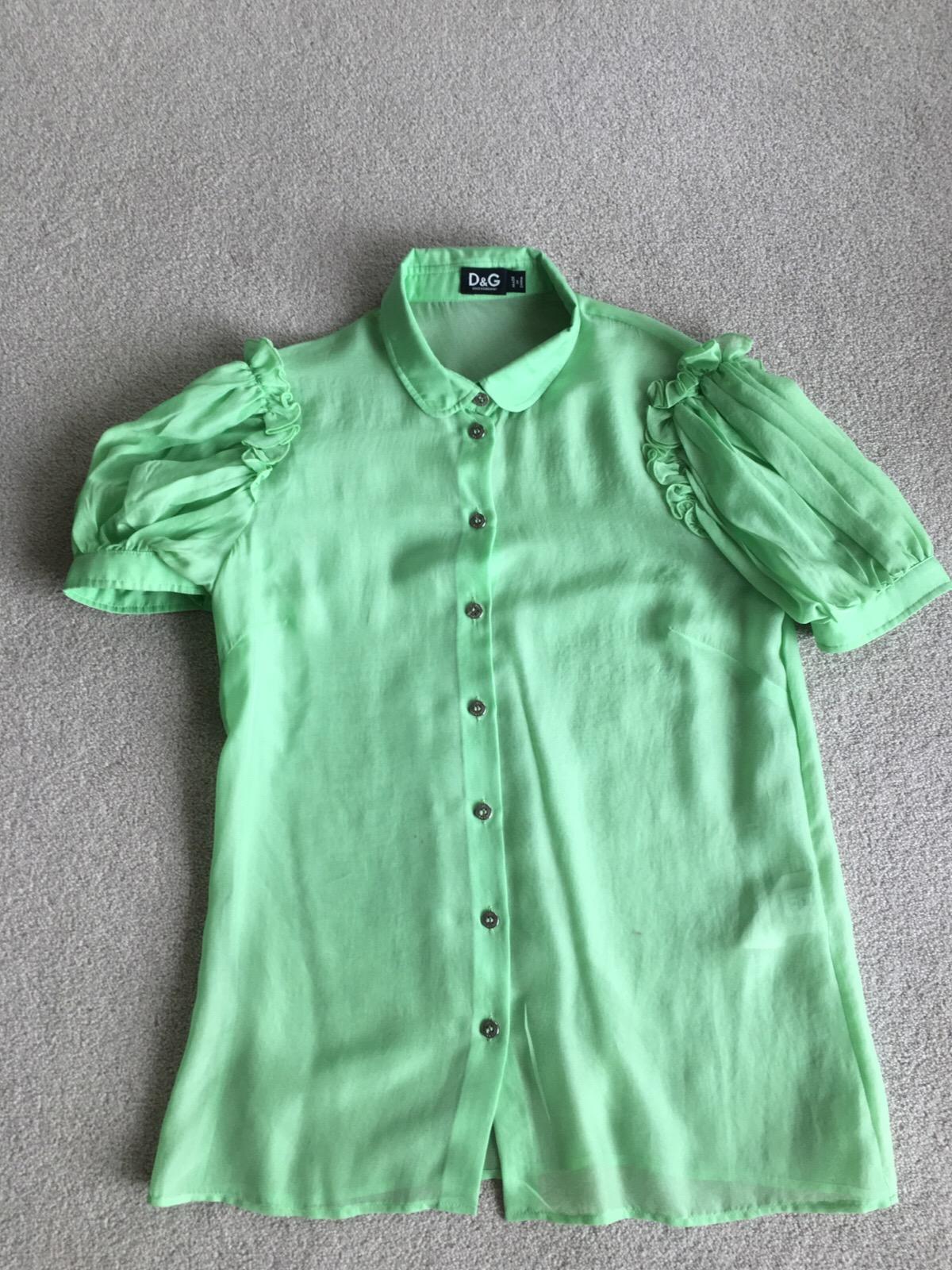 D&G Silk Pastel Green Short Sleeve Shirt