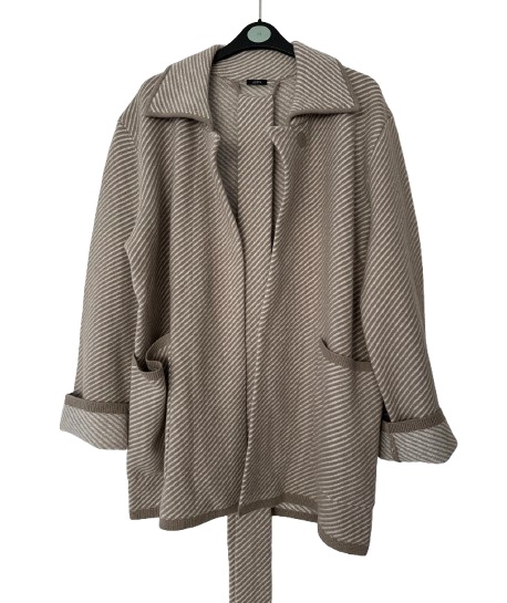 Beige Wool Tie Belt Cardigan