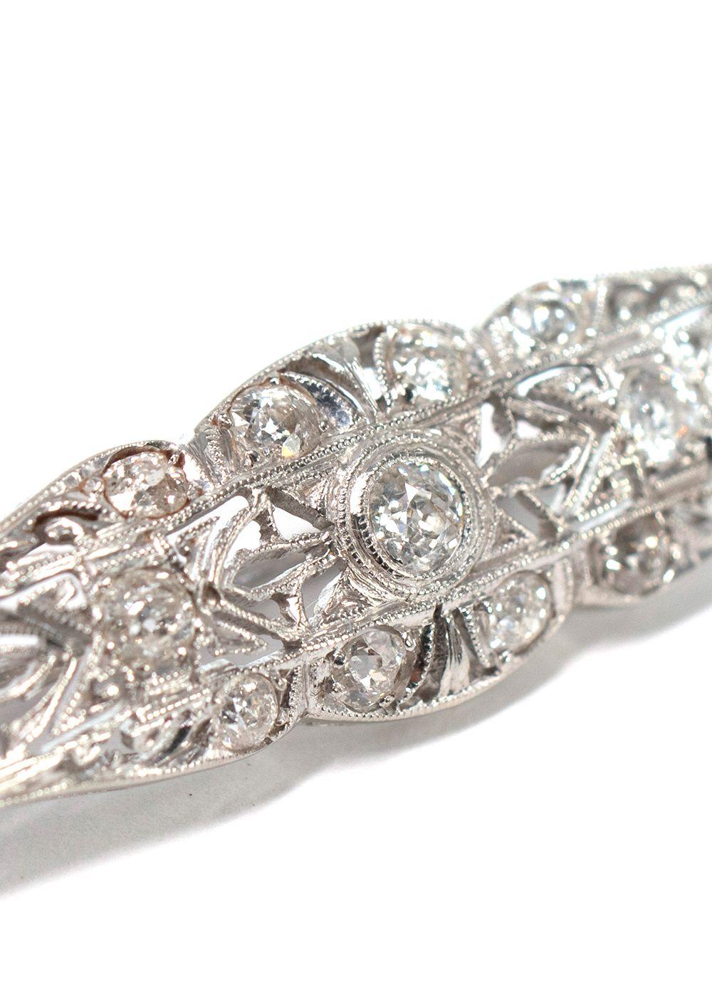 Bespoke 18kt White Gold Filigree Diamond Brooch
