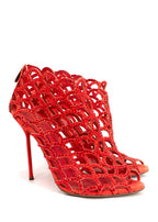 Sergio Rossi Orange Crystal Embellished Caged Heels