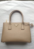 Beige Saffiano leather small Galleria bag