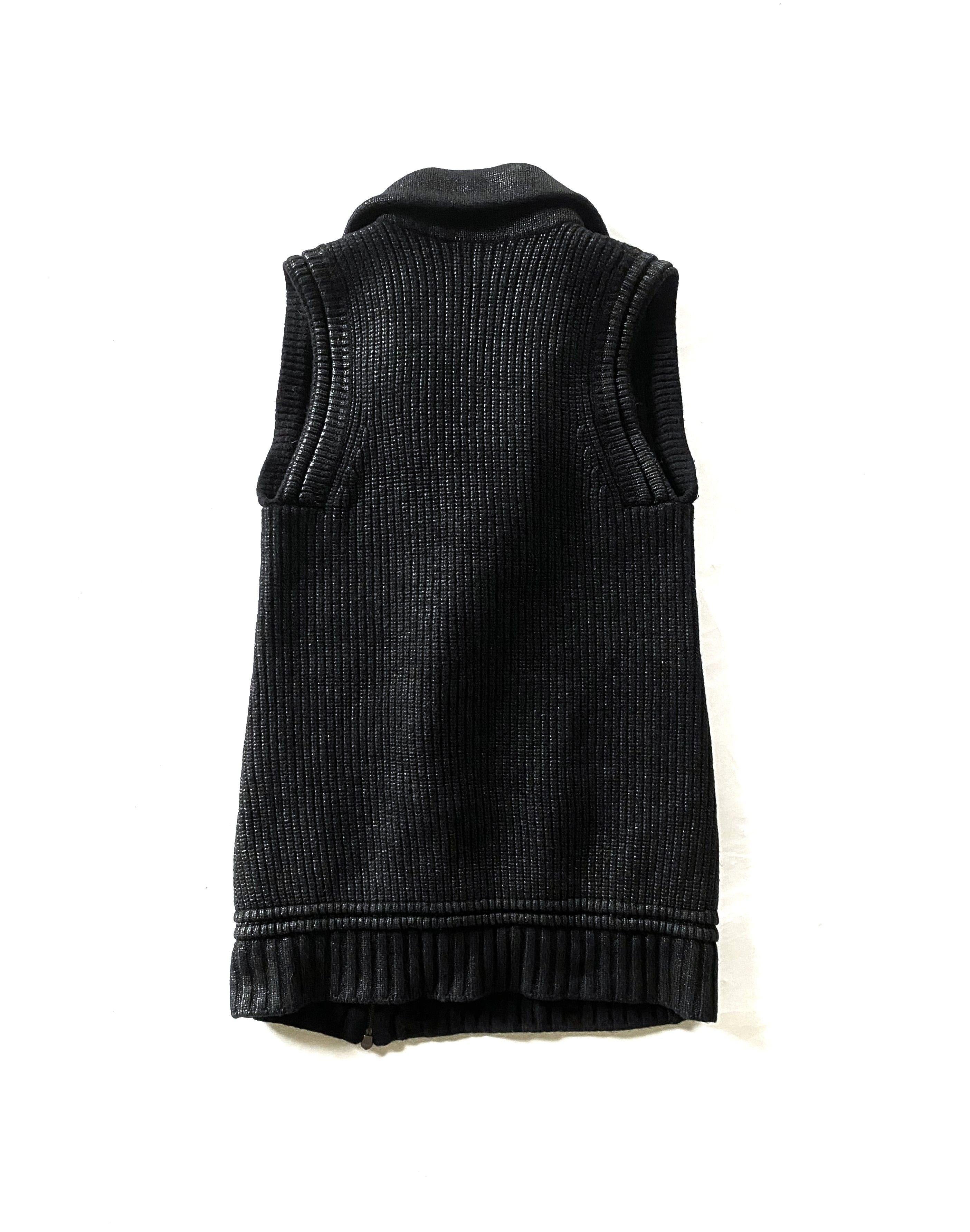 Gucci Black Metallic Knitted Biker Gilet