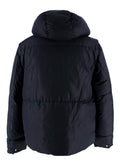 Pangaia Navy Puffer Jacket with Scarf Detail