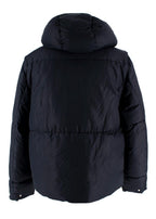 Pangaia Navy Puffer Jacket with Scarf Detail