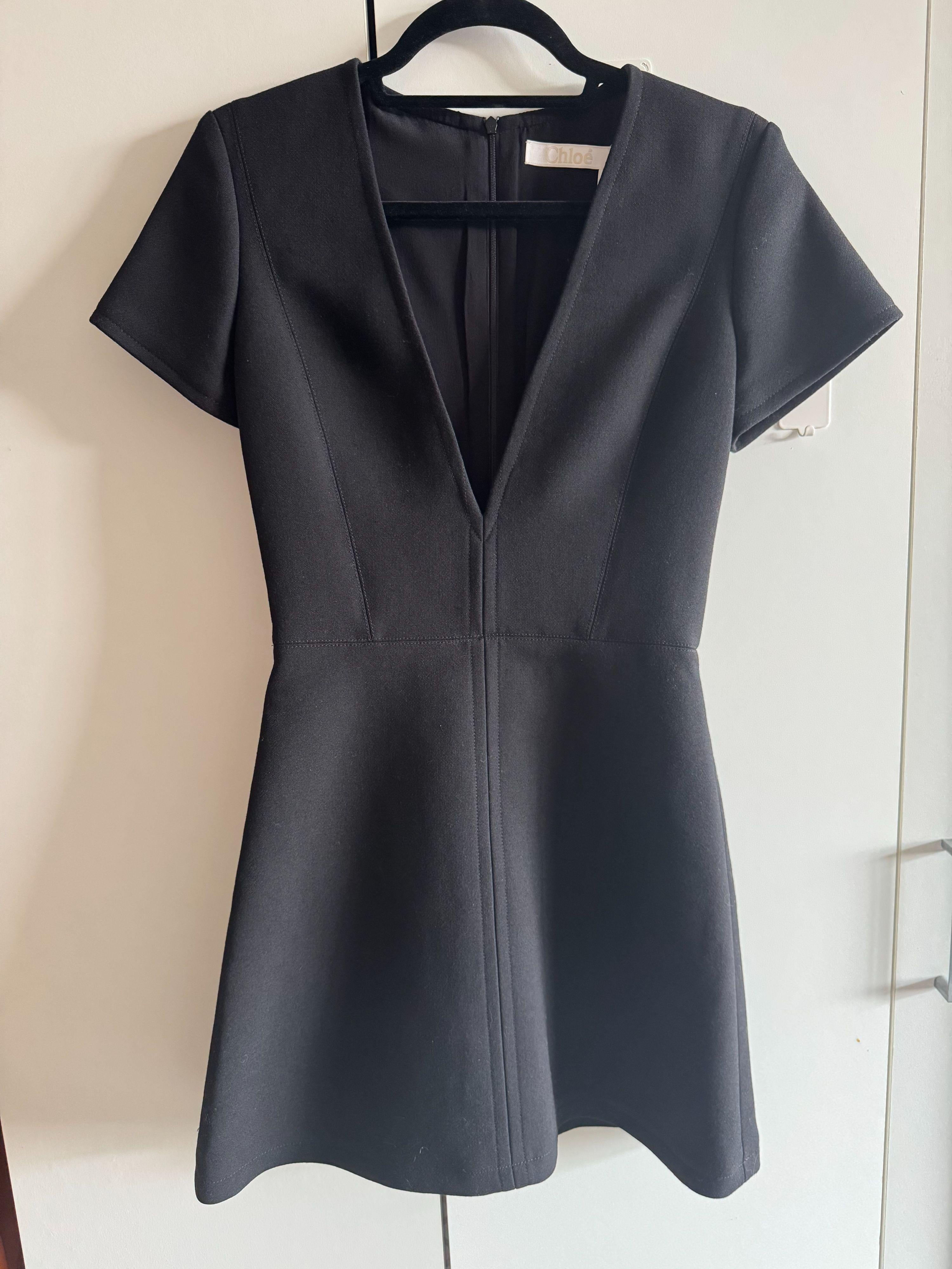 Black Virgin Wool And Silk Mini Dress