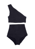 Bottega Veneta Black Smocked Jersey Bikini