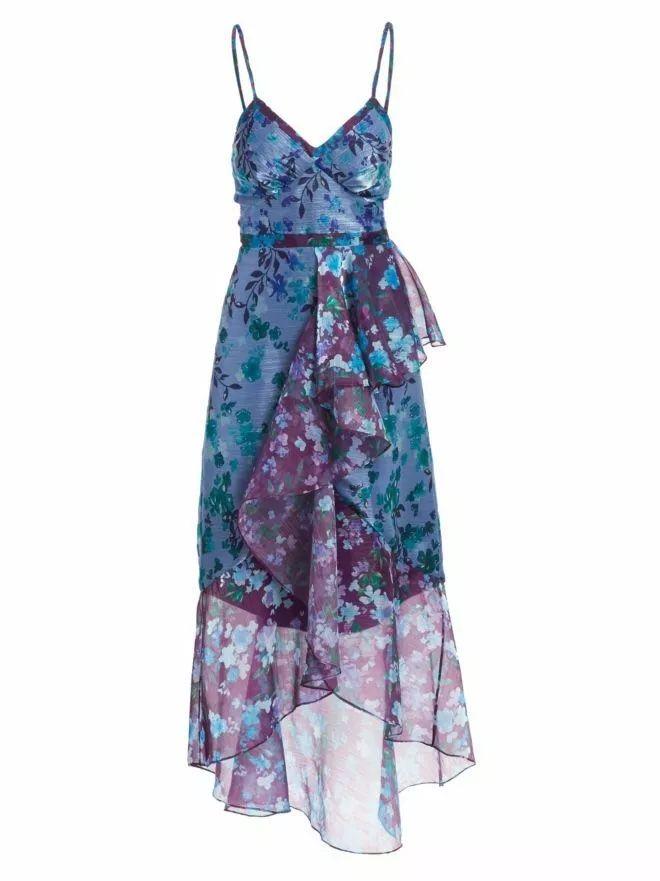 Marchesa Notte Floral Organza High Low Gown