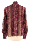 Ulla Johnson Burgundy Patterned Sheer Silk Elita Blouse