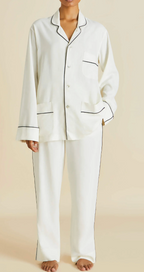 Olivia von Halle Ivory Silk Laurent Pyjama Set
