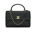 Chanel Black Chevron Trendy Top Handle Bag