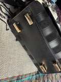 Black Leather Nacha Top-Handle Bag