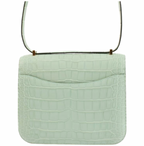 Matte Vert d'Eau Mississipiensis Alligator 18cm Mini Constance with Gold Hardware
