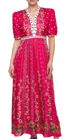 Saloni Tabitha Dress in Fuchsia Falls print