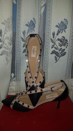 Valentino Rockstud Cross Strap Leather D'orsay Shoes