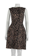 leopard print intarsia knit skater dress