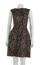 leopard print intarsia knit skater dress