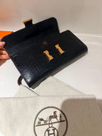 Hermes Alligator Black Constance Wallet
