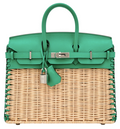 Limited Edition Hermès Birkin 25 Picnic Osier Wicker/Swift Vert Menthe Palladium Hardware