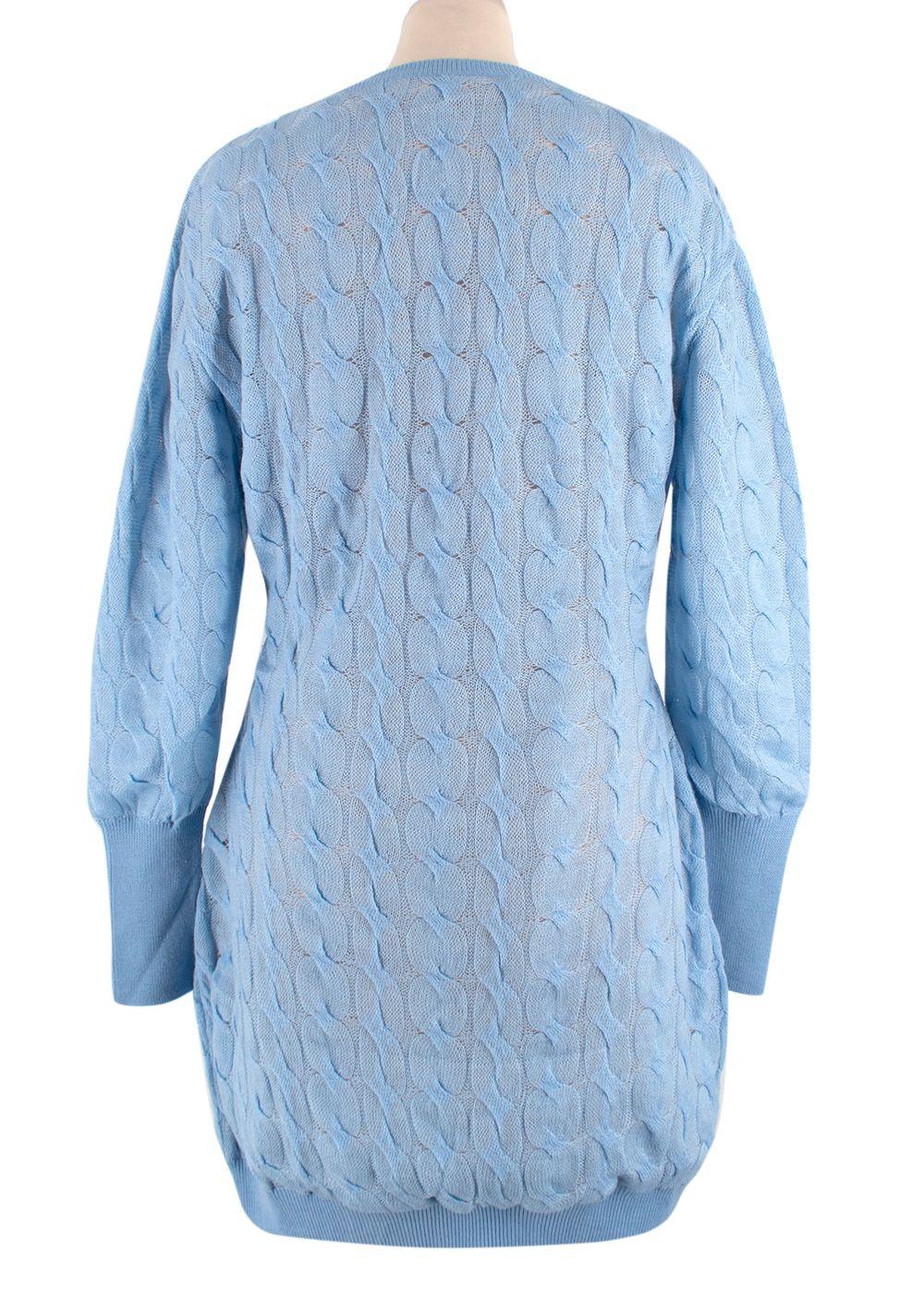 Dior Sky Blue Wool, Cashmere & Silk Cable Knit Jumper Dress