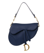 Dior Navy Saddle Bag with Gold Hardware