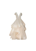 Custom Made Floral Embroidered Tiered Wedding Dress