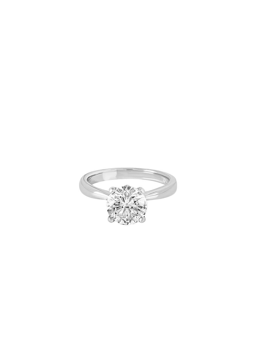 Round Brilliant Cut Diamond Platinum Set Ring - Size 53