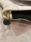 White Leather Heeled Long Boots