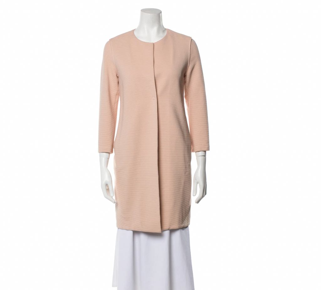 Pink Cotton Collarless Coat