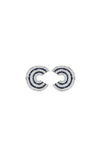 18ct white gold, diamond & enamel wave earrings