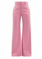 Chloe Pink Wide Leg Wool Blend Tailored Trousers
