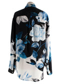 Off White Blue and Black Floral Shirt