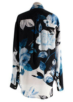 Off White Blue and Black Floral Shirt