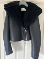 black leather & shearling aviator jacket