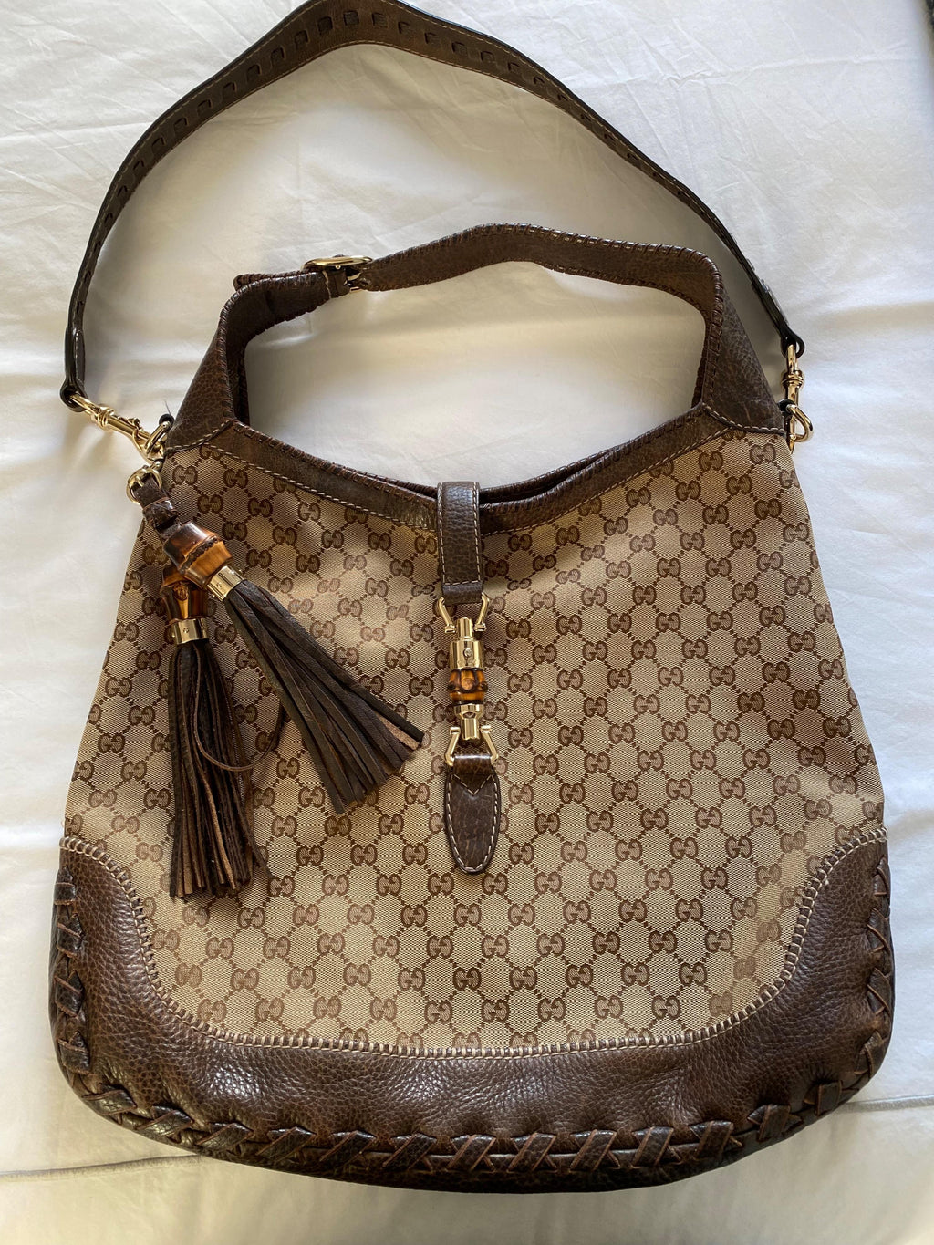 Gucci Brown Monogram Hobo Bag