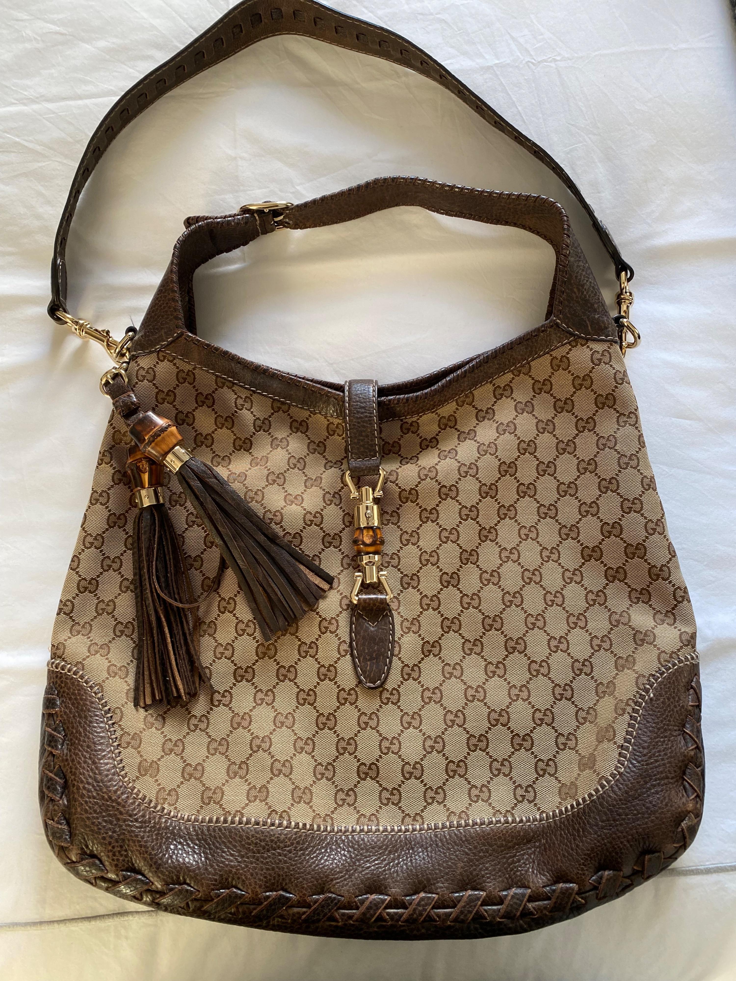Gucci Brown Monogram Hobo Bag