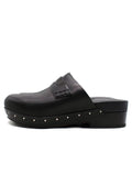 Brunello Cucinelli Black Bead-Embellished Leather Clogs