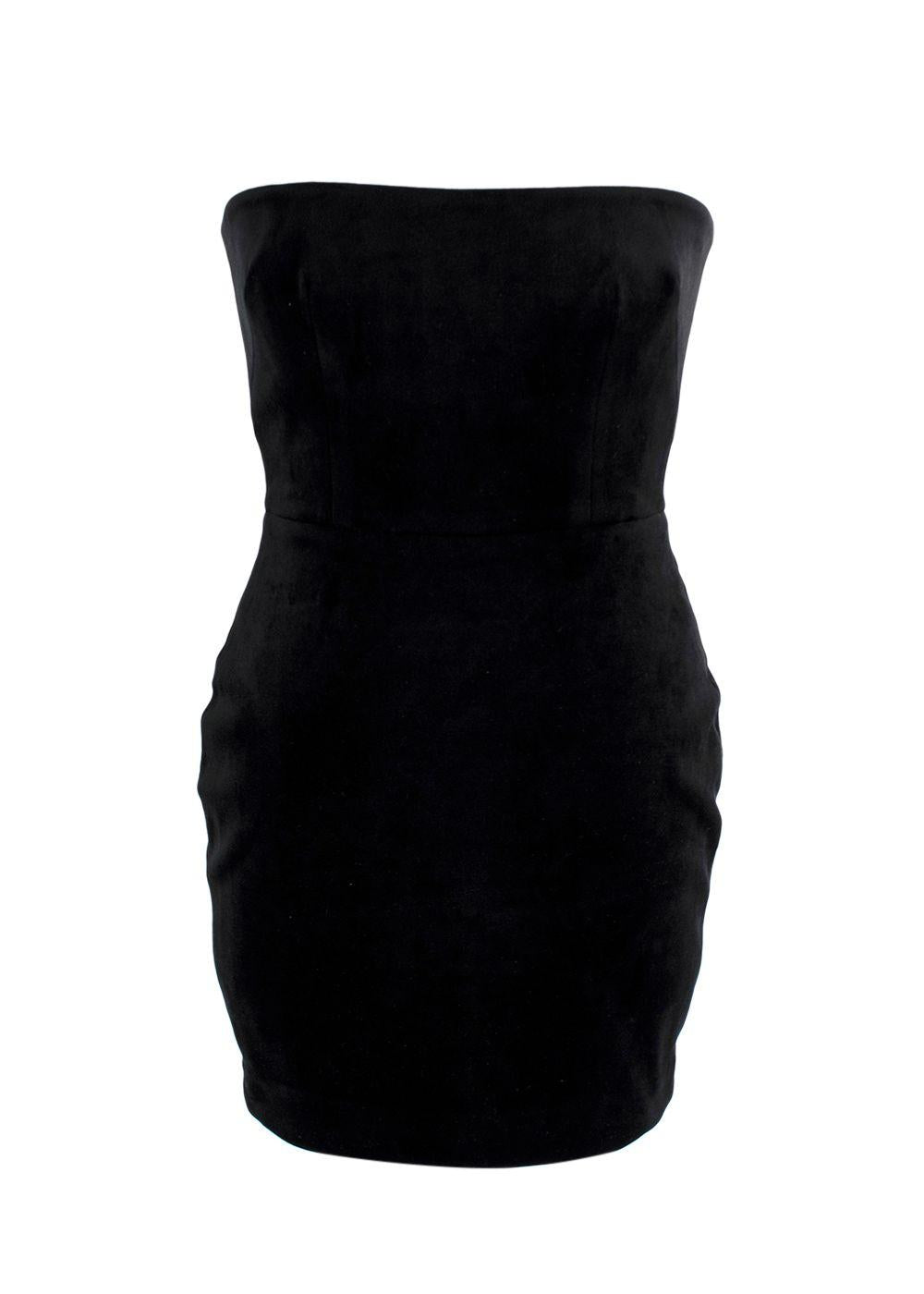 Alex Perry Black Velvet Strapless Mini Dress