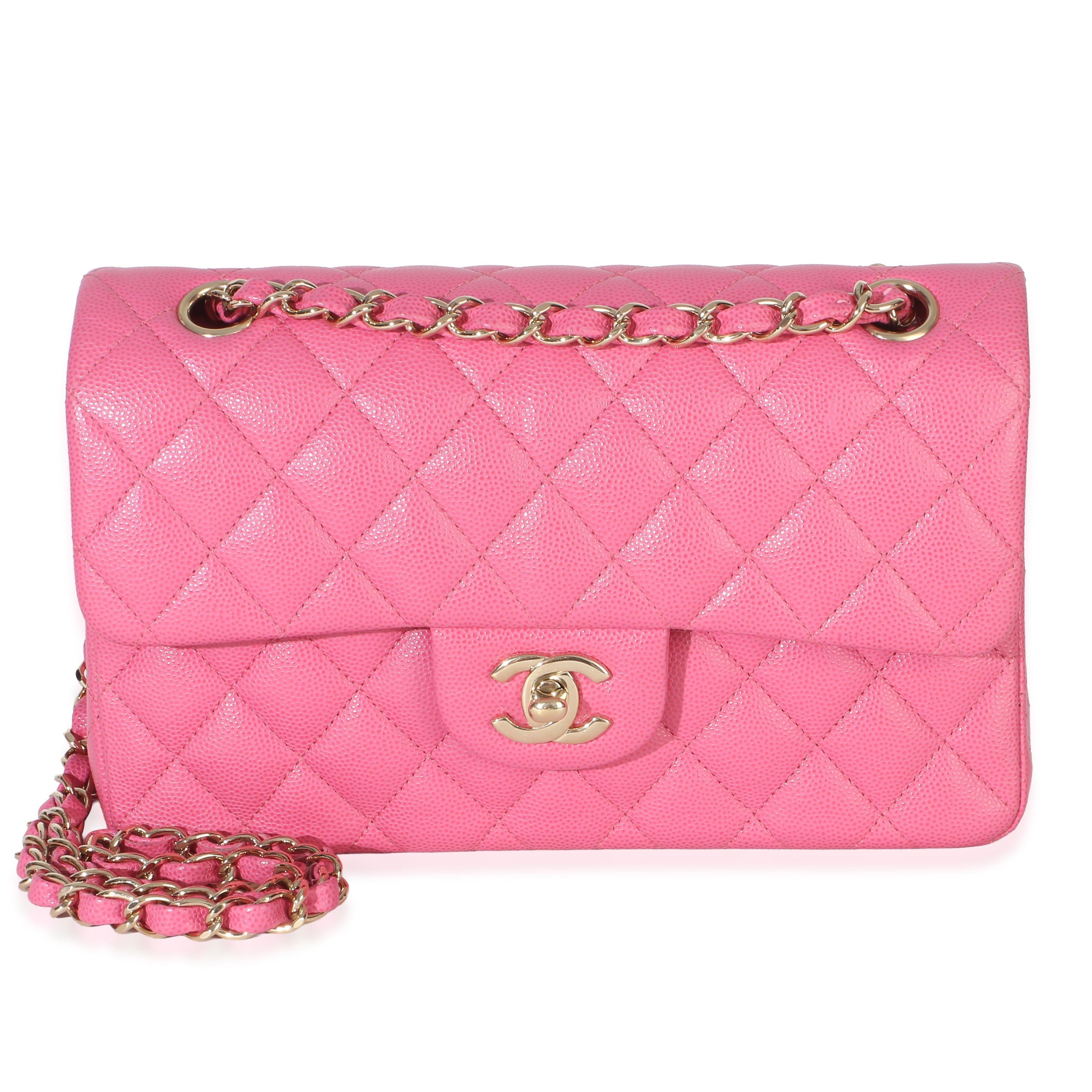 Chanel  Pink Quilted Caviar Small Classic Double Flap Handbag