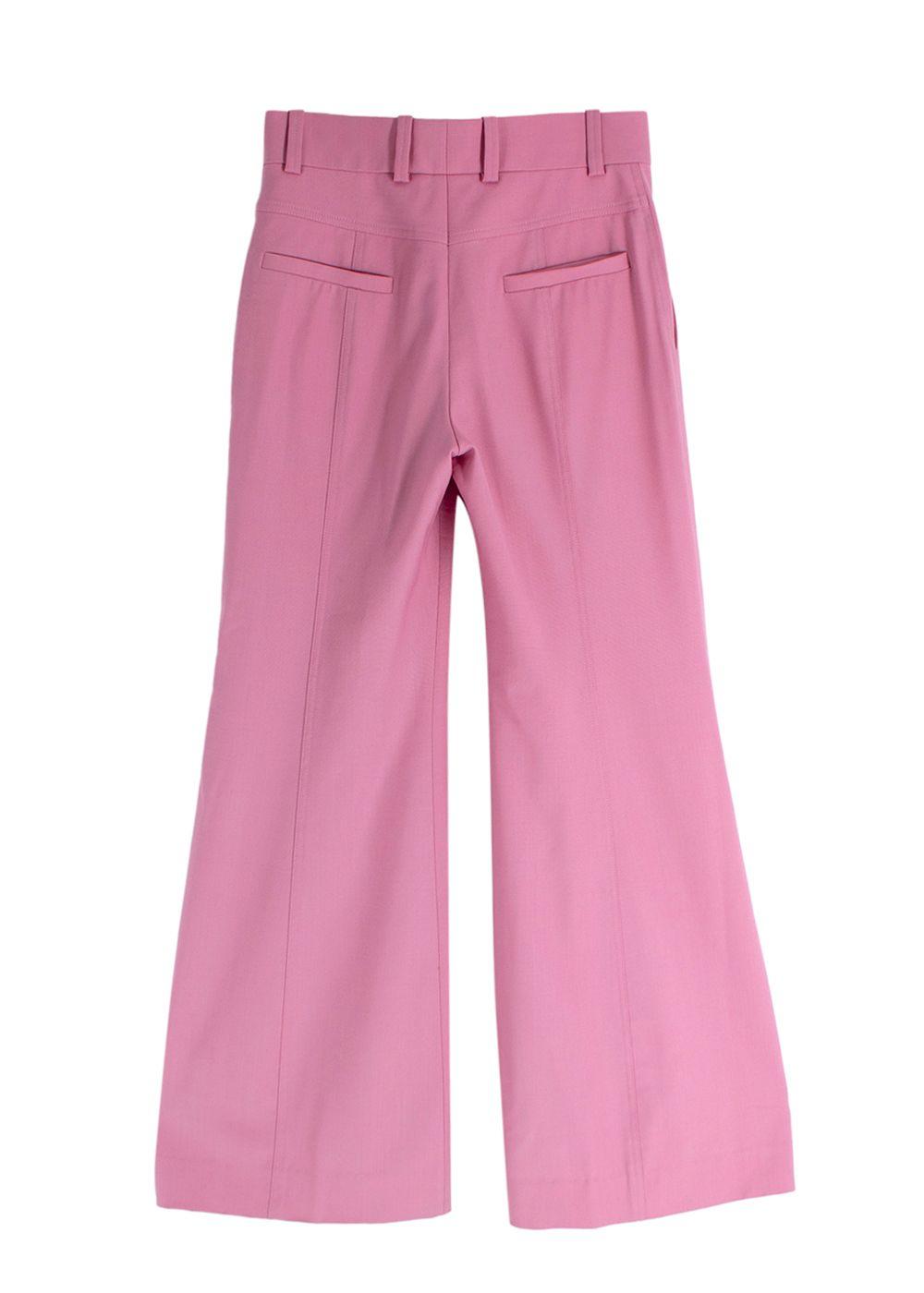 Chloe Pink Wide Leg Wool Blend Tailored Trousers