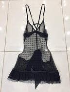 RCrescentini Private Collection Black Tulle & Devore Babydoll Set