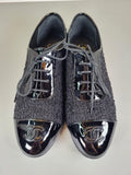 Chanel Black Patent Leather and Tweed Brogues