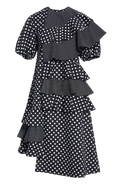 Paskal Black and White Polka Dot Ruffled Dress