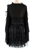 Christian Dior Black Leather Fringe Tunic Mini Dress